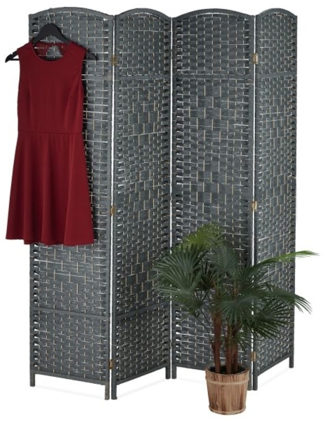 Paravent 4-teilig grau