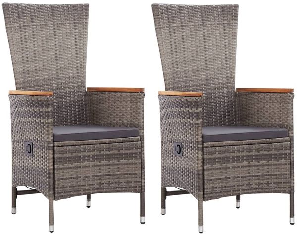 vidaXL Gartenstühle 2 Stk. mit Auflagen Poly Rattan Grau 46064