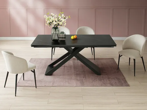 Vente-unique - XERENA Esstisch GlasKeramik Schwarz - B 90 cm x H 76 cm x L 220 cm260 cm180 cm