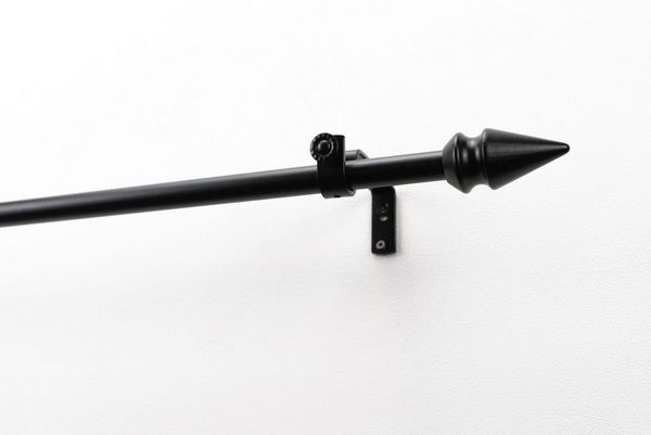 GARESA Gardinenstange SPYRNA mit offenem Träger, Ø 16 mm, 1-läufig, Wunschmaßlänge, mit Bohren, verschraubt, Holzwerkstoff, Metall, Vorhanggarnitur, verlängerbar, Spitze, ohne Ringe