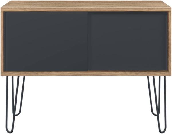 Bisley MultiRange Sideboard in Nussbaum-Anthrazit - Büroschrank mit Schiebetüren 100cm breit, Retro-Design Kommode aus Holz & Metall, Schrank für Ordner, Bücher & Büro-Material, MS1007H-NW-634