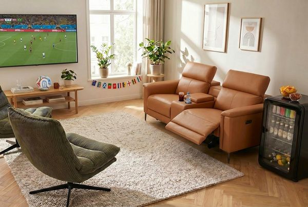 Places of Style 2-Sitzer Lund, 2er-Kinosofa, TV-Sessel, Multimedia-Sofa, m. elektrischer o. manueller Relaxfunktion, Getränkehalter u. Staufach