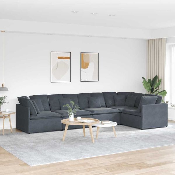 vidaXL Modulares Sofa mit Kissen Samt Dunkelgrau 3321338
