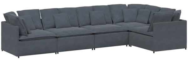 vidaXL Modulares Sofa mit Kissen Samt Dunkelgrau 3321338