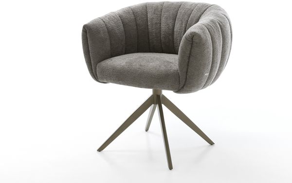 Drehstuhl Jada-Flex Bouclé Soft Schlamm Kreuzgestell breit Effektfinish Titan 360° drehbar Wippfunktion Taschenfederkern