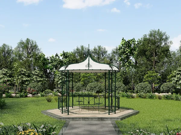 Vente-unique - TILCARA Arbour and gazebo Metall Grün - B 300 cm x H 198 cm x L 300 cm