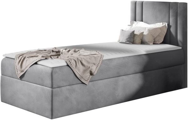 Boxspringbett 'Harlon Mini' rechts,  grau 90 x 200 cm