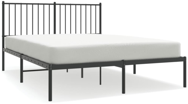 vidaXL Bettgestell mit Kopfteil Metall Schwarz 135x190 cm 350863
