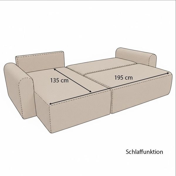 Wohnero24 Ecksofa LIAMO Bouclé Braun 238 x 142 cm – modernes Ecksofa mit Schlaffunktion 195 x 135 cm & Bettkasten, universelle Ottomane Bild 6