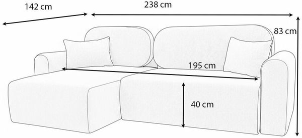 Wohnero24 Ecksofa LIAMO Bouclé Braun 238 x 142 cm – modernes Ecksofa mit Schlaffunktion 195 x 135 cm & Bettkasten, universelle Ottomane Bild 5