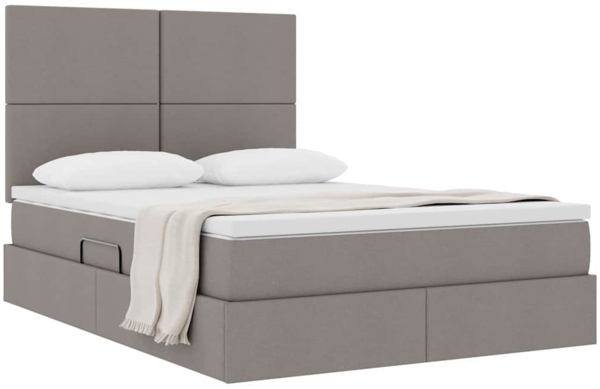 vidaXL Aufbewahrungsbett mit Matratze Taupe 140x190 cm Kunstleder 3371718 Bild 2