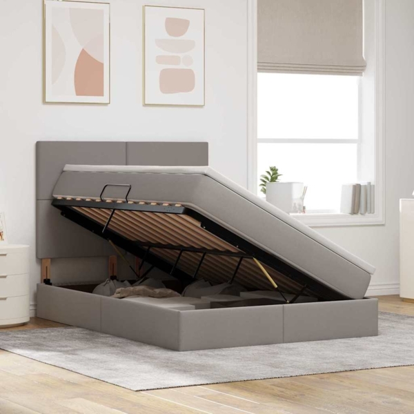 vidaXL Aufbewahrungsbett mit Matratze Taupe 140x190 cm Kunstleder 3371718 Bild 3