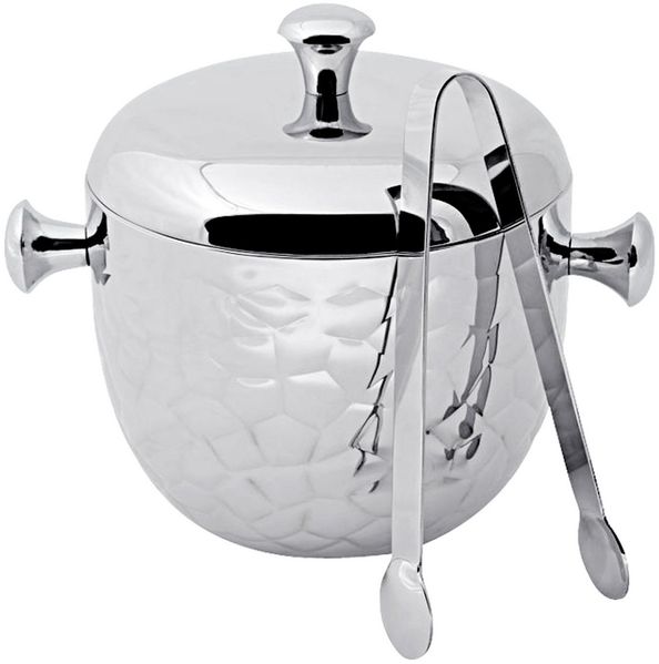 EDZARD Eiseimer Rico, Silber-Optik, fein gemustert, Inkl. Deckel und Zange, H 18 cm
