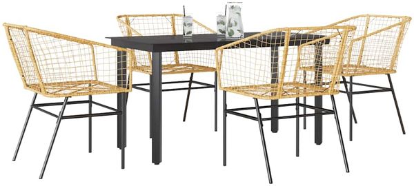 vidaXL 5-teiliges Garten-Esszimmerset Braunes Polyrattanglas 3334592