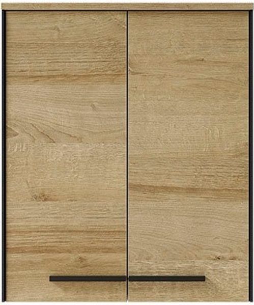 Saphir Hängeschrank Quickset 395 Badschrank 60,4 cm breit mit 2 Türen und 2 Einlegeböden Badezimmer-Hängeschrank inkl. Türdämpfer, Griffe in Schwarz