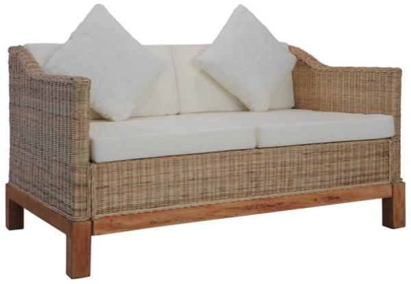 vidaXL 2-Sitzer-Sofa mit Auflagen Natur Rattan [283076]