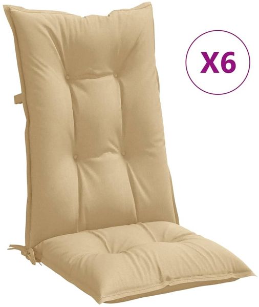 vidaXL Hochlehner-Auflagen 6 Stk. Melange Beige 120x50x7 cm Stoff 4002357