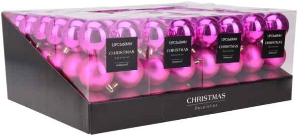 12tlg Weihnachtskugel Christbaumkugeln Baumkugel Set Pink Ø6cm