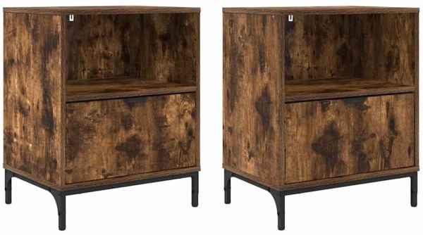 vidaXL Nachttische 2 pcs Räuchereiche 49 x 36 x 61 cm Holzwerkstoff 883485