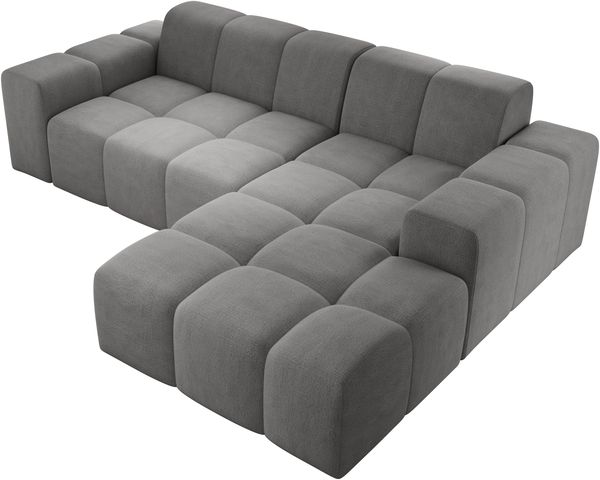Ecksofa Fogo, Sofa ohne Schlaffuktion, Ecksofa L-Form Veloursstoff, Rechts Sofa, 245 x 68 x 180 cm, Grau Bild 4