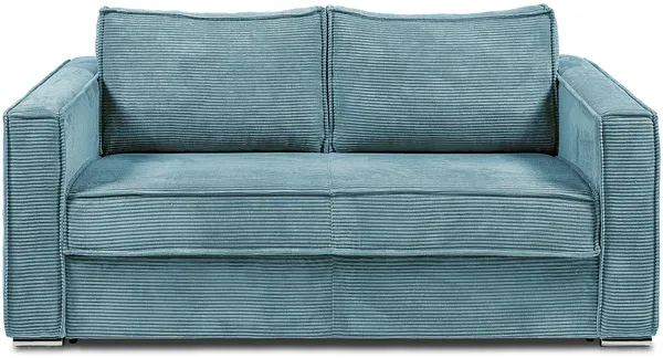 Vente-unique - LORETO Sofa SamtStoff Blau - B 223 cm95 cm x H 90 cm x L 195 cm