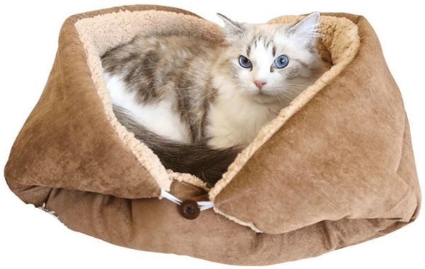 Ledander Tierbett Hundebett, geeignet für Hunde und Katzen,3 in 1 Katzenkissen, Faltbar, Waschbares Warmes Flauschiges Haustierkissen, Beruhigungskissen