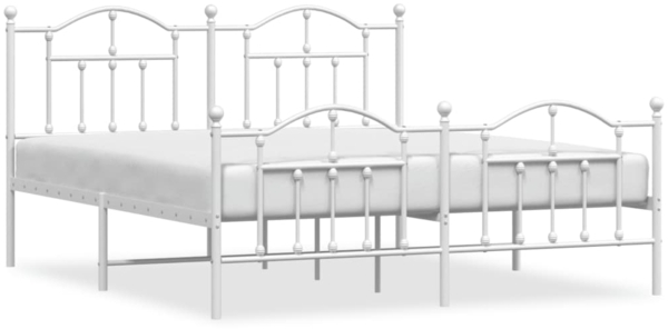 vidaXL Bettgestell mit Kopf- und Fußteil Metall Weiß 183x213 cm 353511