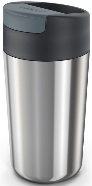 Joseph Joseph Coffee-to-go-Becher Sipp™ Steel, 1-tlg, Edelstahl, (Reisebecher) mit Klappdeckel, auslaufsicher, vakuumisoliert, 454 ml