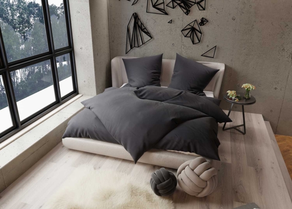 TENCEL™ Lyocell Bettwäsche anthrazit Garnitur 240x220 + 2x 80x80