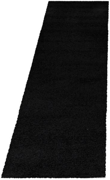 Hochflor Teppich Sima Läufer - 80x250 cm - Schwarz Bild 1