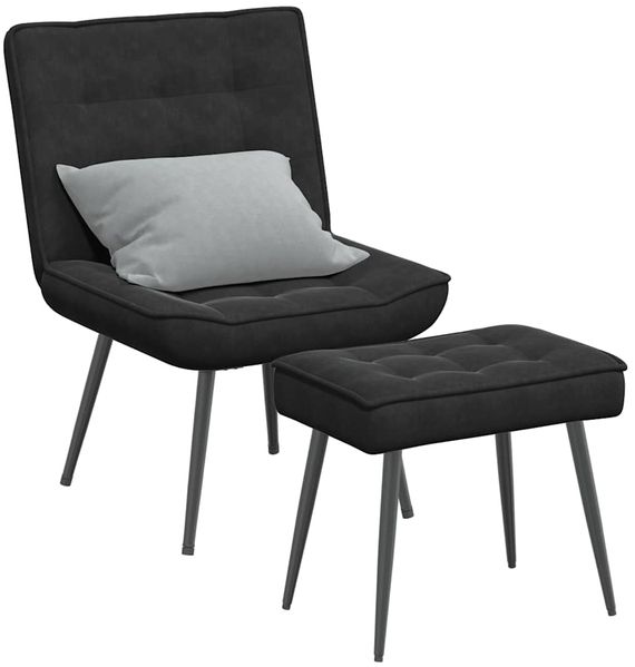 vidaXL Relaxsessel mit Hocker Schwarz Samt 4012332