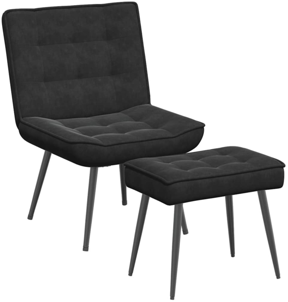 vidaXL Relaxsessel mit Hocker Schwarz Samt 4012332