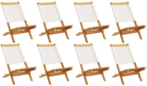 vidaXL Gartenstühle 8 Stk. Klappbar Cremeweiß Stoff und Massivholz 3214639