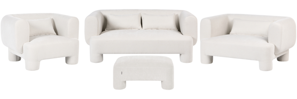Sofa Set 6-Sitzer HOGBO Stoff Weiß mit Ottomane