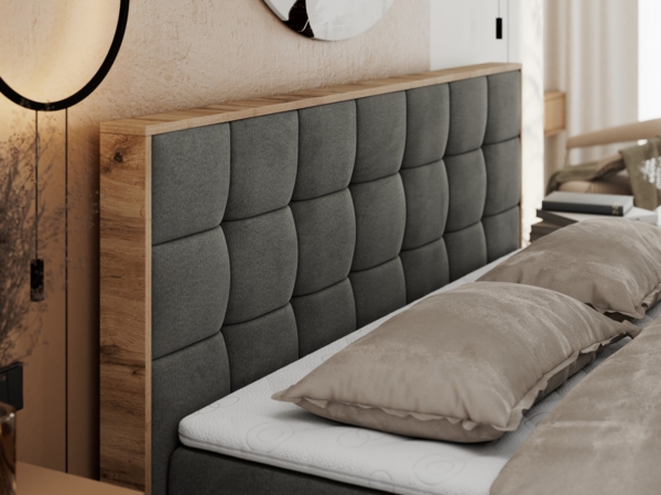 Boxspringbett mit Kopfteil und Topper, Polsterbett - ALBERO 1 - 200 x 200 cm - Dunkelgrau Velvet - H3 Bild 4