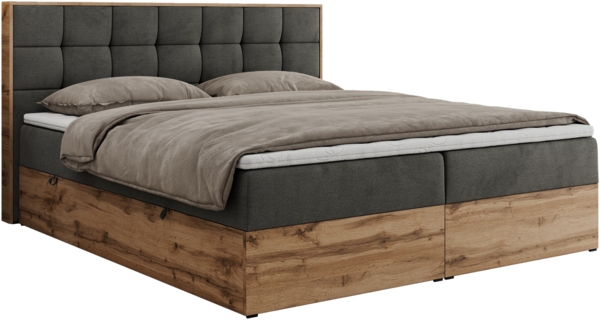 Boxspringbett mit Kopfteil und Topper, Polsterbett - ALBERO 1 - 200 x 200 cm - Dunkelgrau Velvet - H3 Bild 5