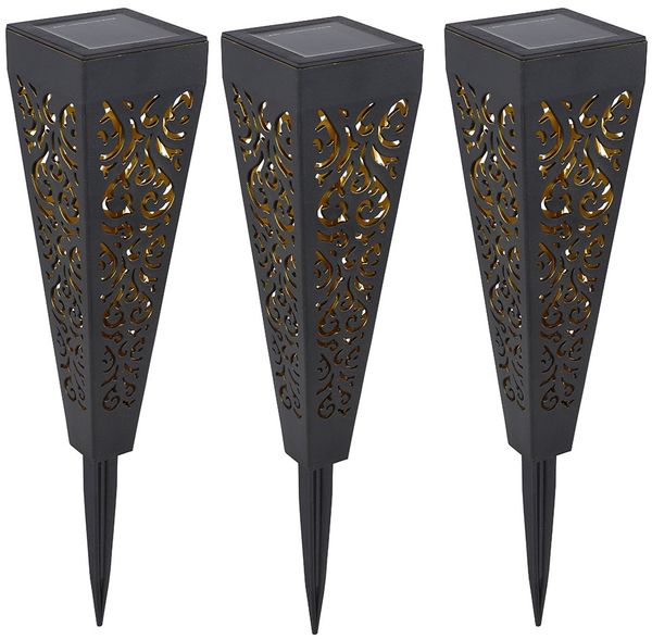 3er Set Solarleuchten, Erdspieß, schwarz-gold, H 33 cm Bild 10