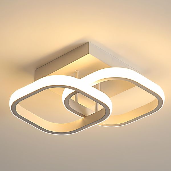Osairous LED Deckenleuchte Moderne, 22W Deckenlampe LED Quadratisch Weiß 2475LM, Deckenbeleuchtung Lampen aus Aluminium für Schlafzimmer Wohnzimmer Küche Korridor, 3000K Warmweißes, 29CM