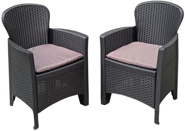 Progarden Gartensessel Gartenstuhl Kunststoff Kissen 2 Tlg. Set (2-St), 2er Set, Rattan-Optik, Gartenstuhl, Kunststoff