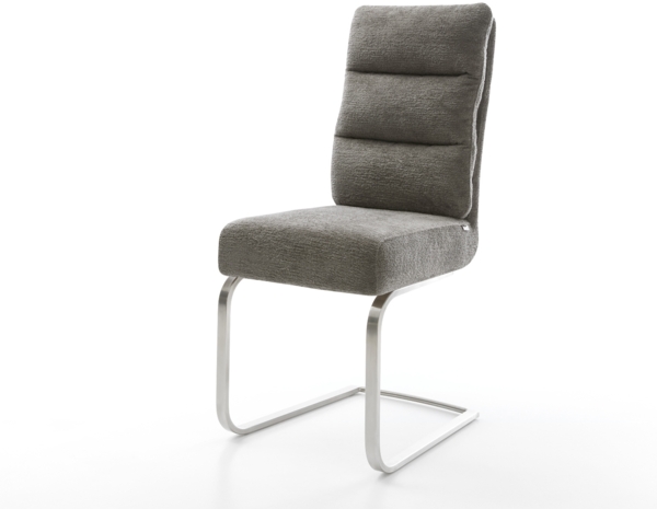 Freischwinger Pela-Flex Bouclé Soft Schlamm Freischwinger flach Edelstahl Taschenfederkern