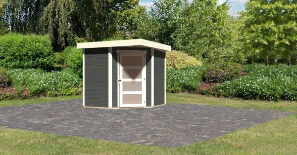 Karibu Holz Gartenhaus "Schwandorf 3", terragrau, 2,1x2,2 m (B x T),ohne Anbaudach