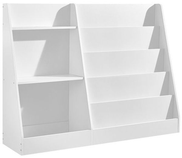 SONGMICS Kinderzimmerregal mit 5 Ebenen, Montessori Bücherregal, Spielzeugregal für Leseecke, 30 x 103,6 x 80 cm, weiß