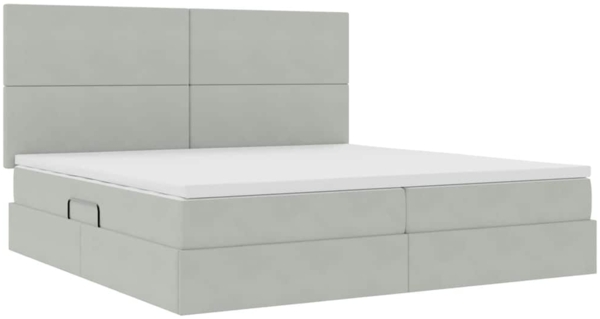 vidaXL Bett mit LED-Lichtleisten Hellgrau 200x200 cm Samt 3372627 Bild 5