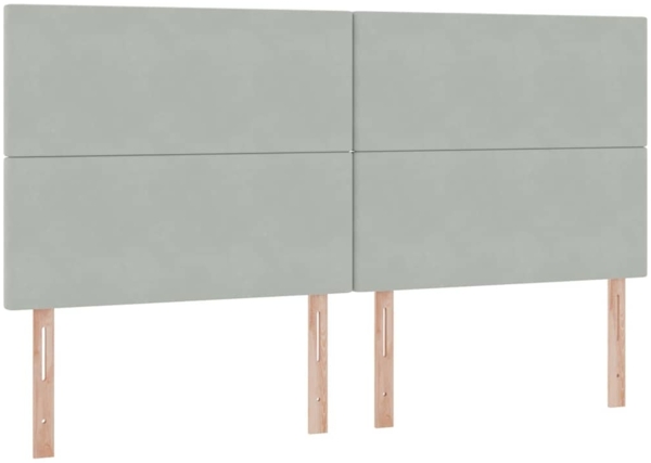 vidaXL Bett mit LED-Lichtleisten Hellgrau 200x200 cm Samt 3372627 Bild 9