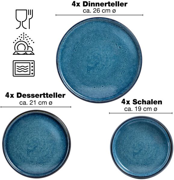 Moritz & Moritz SOLID 12tlg Geschirrset Blau Bild 3