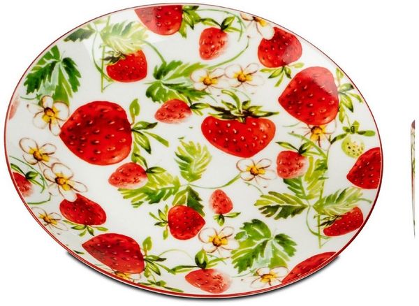 formano Frühstücksteller Strawberrys, Spülmaschinengeeignet, Weiß, Erdbeeren, H: 2cm