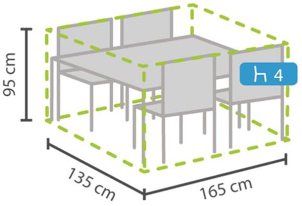 Wetterfeste Schutzhülle Abdeckung rechteckig für Garten Lounge Set, 165x135x95cm