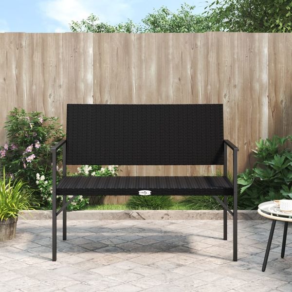 vidaXL Gartenbank 2-Sitzer Schwarz Poly Rattan 364121