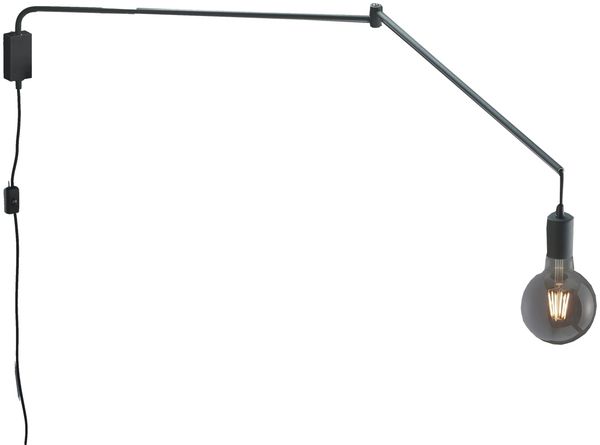 Schwenkbare LED Wandlampe - schwarze Kabelleuchte mit Schnurschalter & Stecker Bild 2