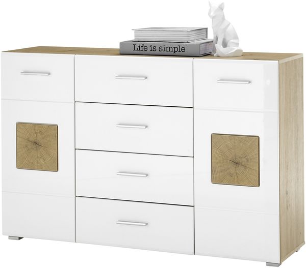 Sideboard >Georgia< in Eiche Artisan Nachbildung - 140x92x38cm (BxHxT)